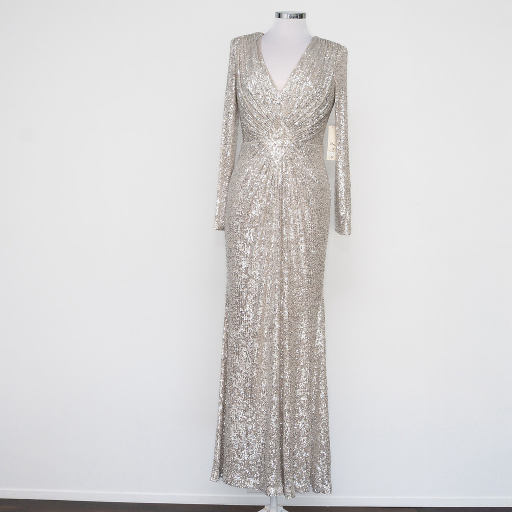 Eliza J -  Long‎ Sleeve Sequin Gown - Picture 2 of 14